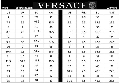 Versace Size chart for Men and Women (Clothes, 